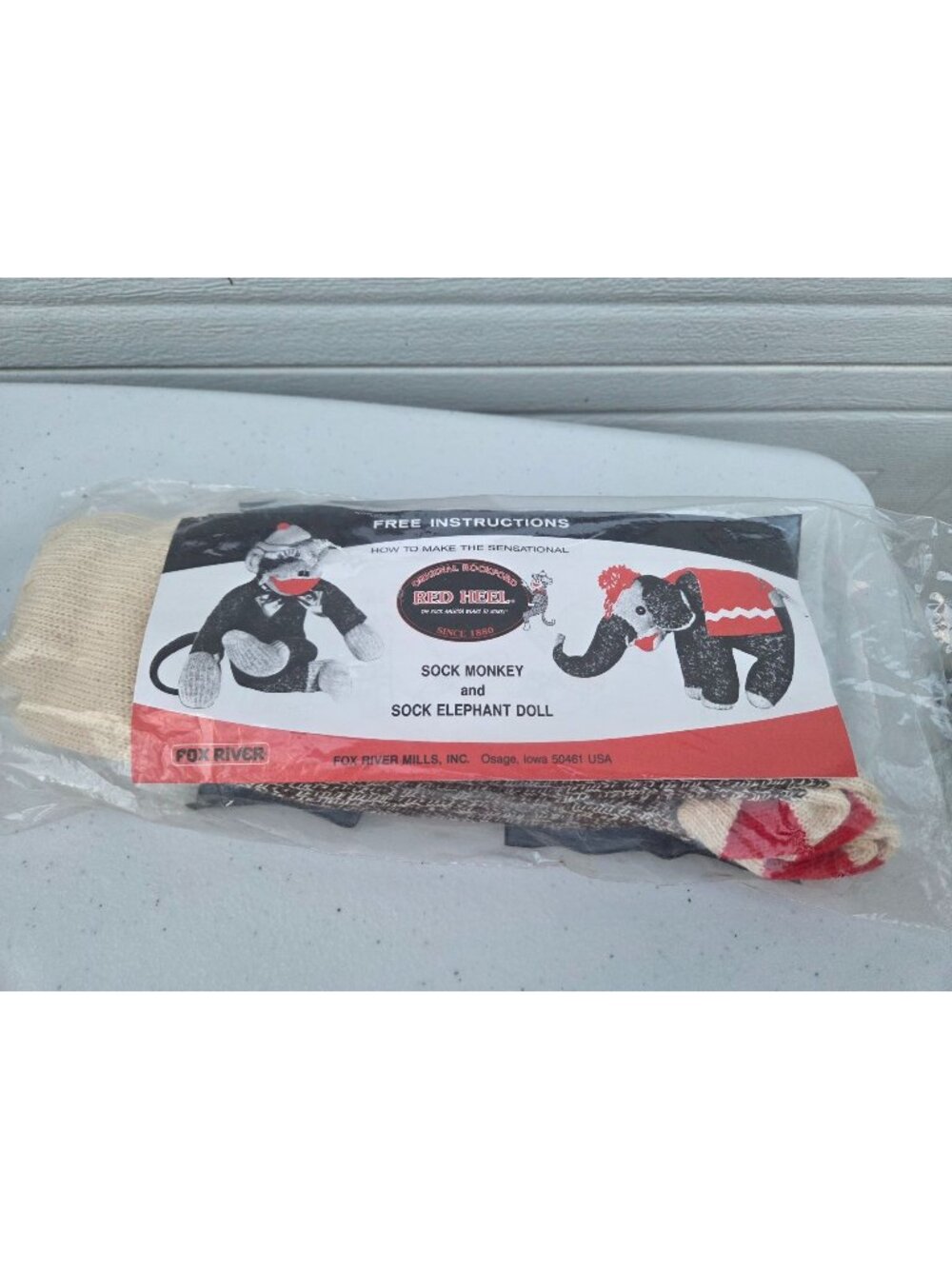 Original Rockford Red Heel Socks For Sock Monkey & Elephant Doll Making Large 10
